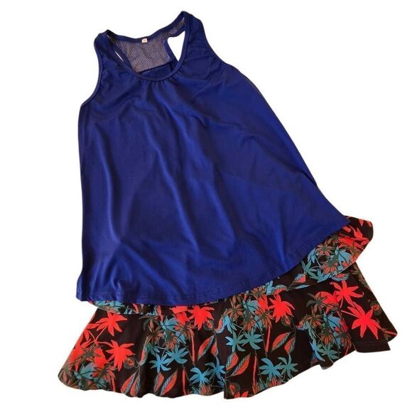 Dona Jo Womens Tropical Tennis Flirty Skort and Top Set Size Small - Picture 11 of 12